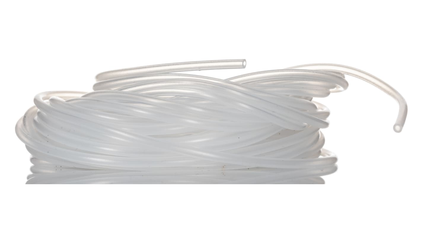 RS PRO Silicone, Flexible Tubing, 3.2mm ID, 6.4mm OD, Translucent, 5m