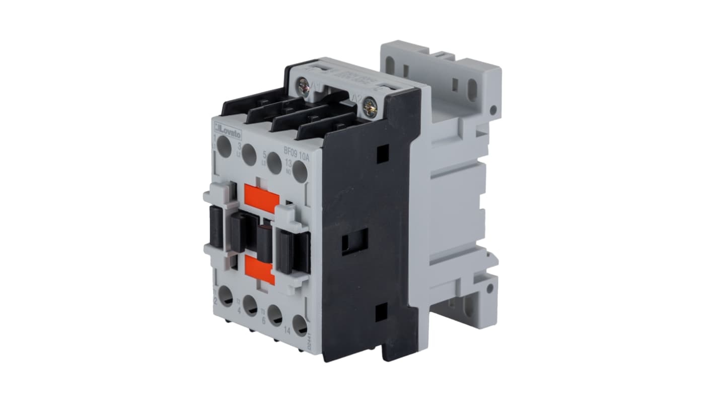 Lovato BF09 Contactor, 230 V Coil, 3-Pole, 9 A, 7.5 kW, 1NO, 690 V