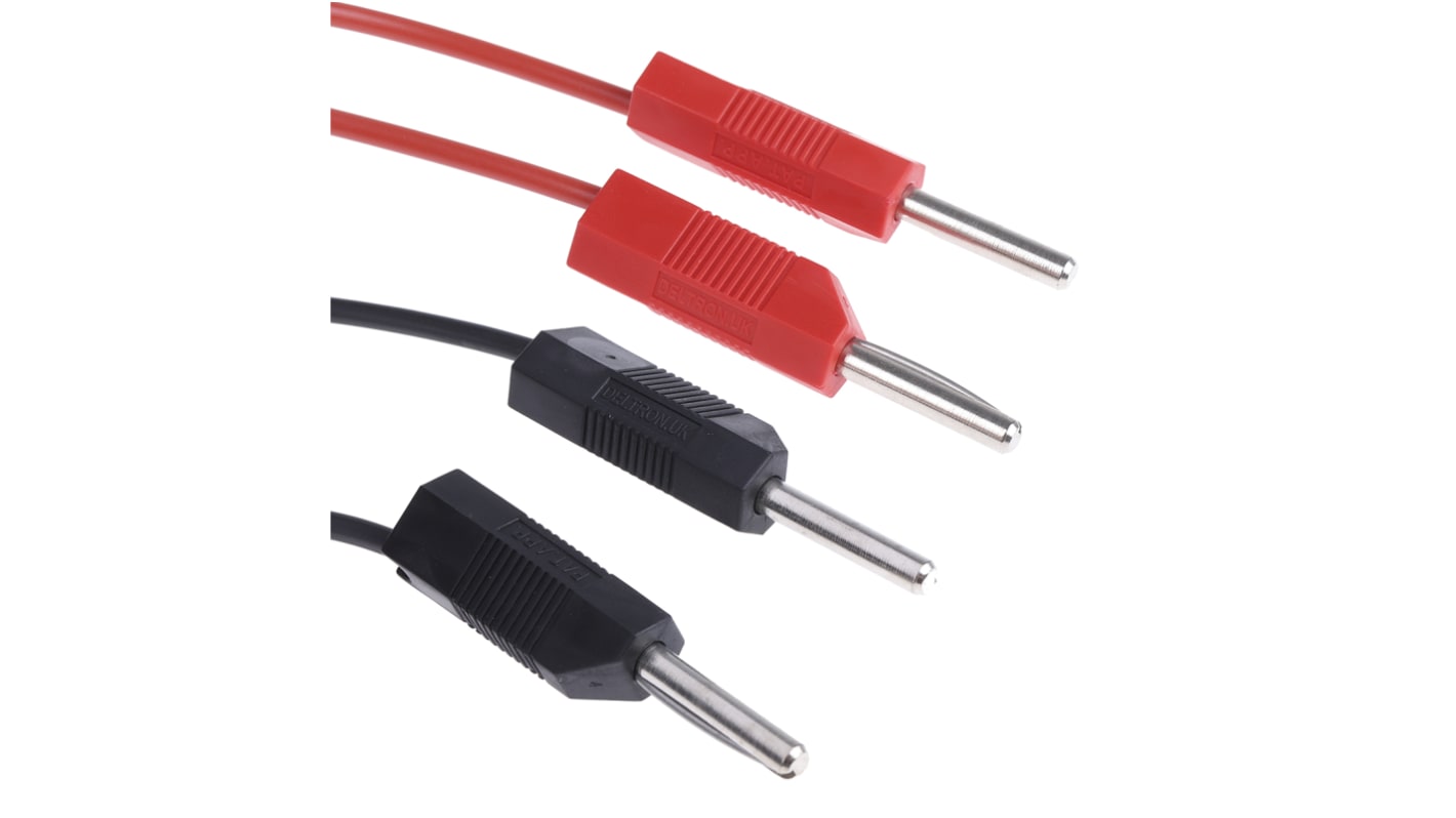 Cordons de test RS PRO, Noir, Rouge, 4A, 15V, long. 1m