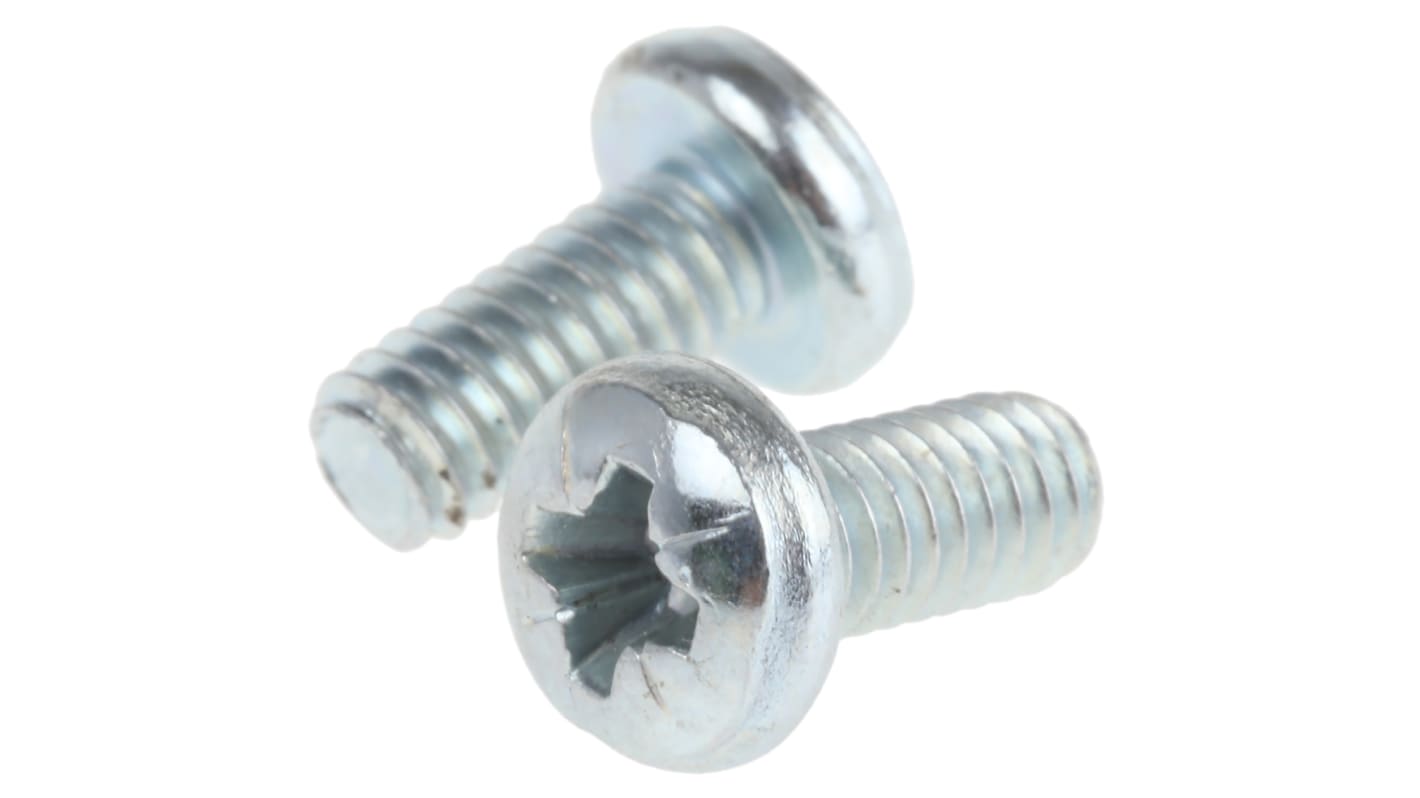 RS PRO Pozi No 8 UNC Pan Steel Machine Screwsx3/8in