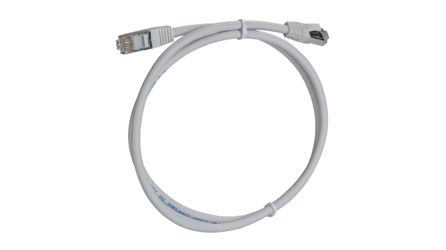 RS PRO, 1m Cat8, White RJ45 to Male RJ45 Male, S/FTP, Terminated LSZH Sheath