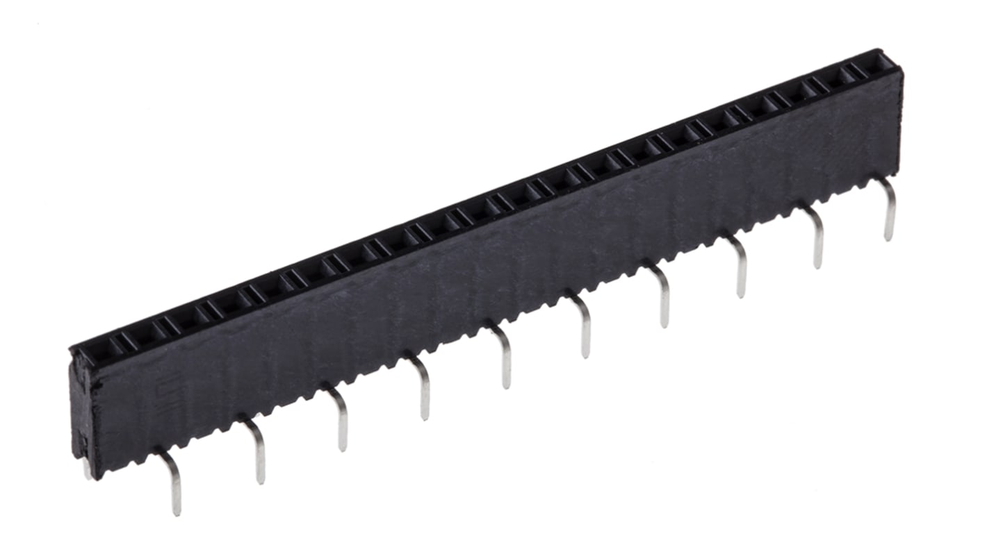 Samtec Straight Through Hole Mount PCB Socket, 20-Contact, 1-Row, 2.54mm Pitch, Solder Termination