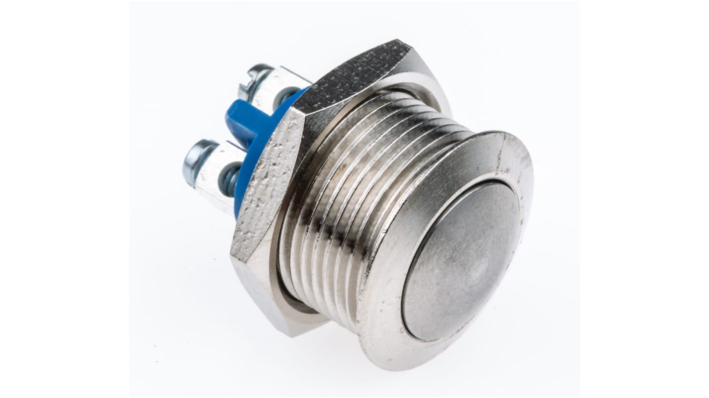 APEM Push Button Switch, Momentary, Panel Mount, 16.2mm Cutout, SPST, 24/48V dc, IP65