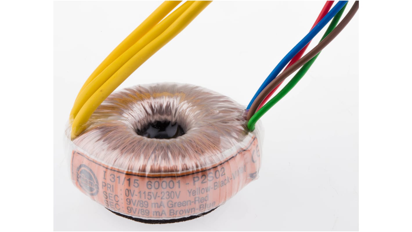 Nuvotem Talema 115 V ac, 230 V ac, 2 x 9V ac Toroidal Transformer, 1.6VA 2 Output