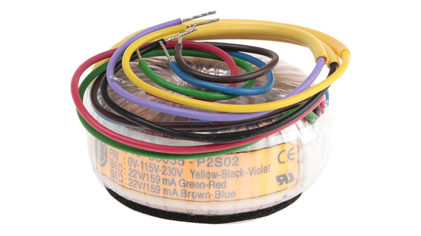 Nuvotem Talema トロイダルトランス,1次:115 V ac, 230 V ac,2次:2 x 22V ac,電力:7VA 60035 | RS Nuvotem Talema トロイダルトランス,1次:115 V ac, 230 V ac,2次:2 x 22V ac,電力:7VA 60035 | RS
