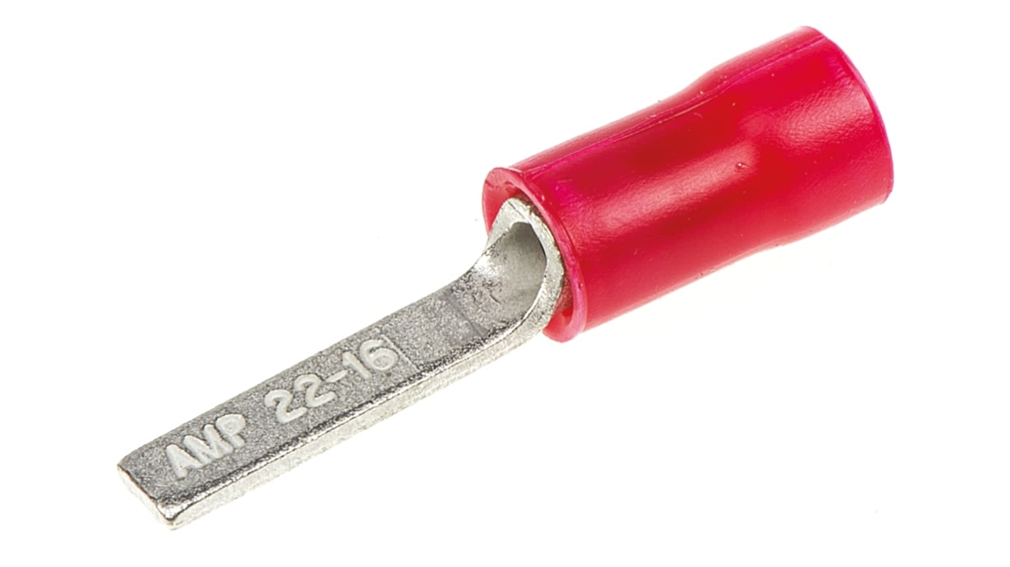 TE Connectivity 片型端子公插, 线规0.26mm²至1.65mm², 插片2.95mm宽x13mm长, 红色, PVC绝缘, PLASTI-GRIP系列