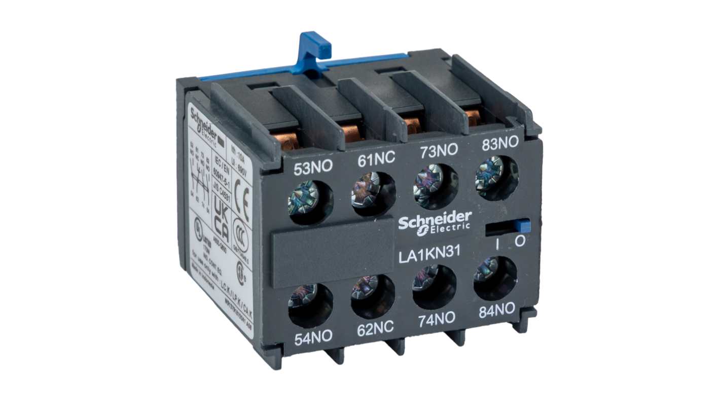 Schneider Electric Auxiliary Contact, 4 Contact, 1NC + 3NO, Front Mount, TeSys K LA1K