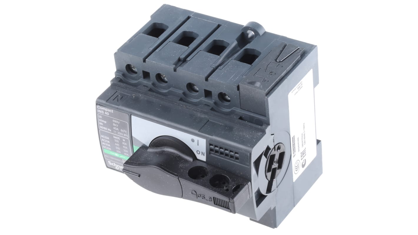 Schneider Electric 4P Pole Isolator Switch - 40A Maximum Current, 220kW Power Rating, IP40