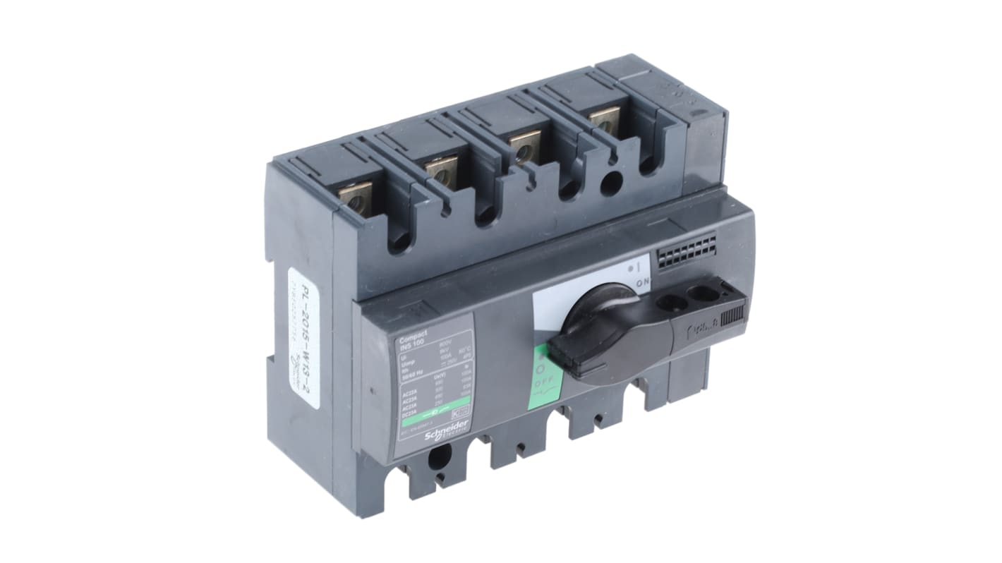 Schneider Electric 4P Pole Isolator Switch - 100A Maximum Current, 55kW Power Rating, IP40