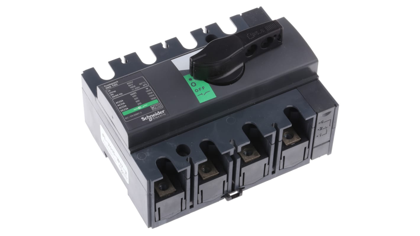 Schneider Electric 4P Pole Isolator Switch - 160A Maximum Current, 110kW Power Rating, IP40