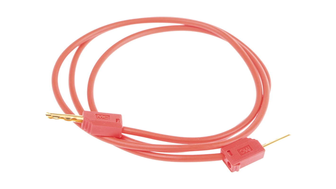 Staubli 2 mm Connector Test Lead, 10A, 30 V ac, 60V dc, Red, 600mm Lead Length