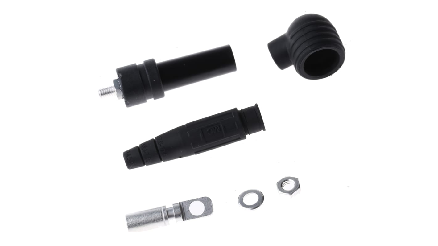 Staubli Black Female Banana Socket, 6 mm Connector, Crimp Termination, 100A, 600V, Silver Plating