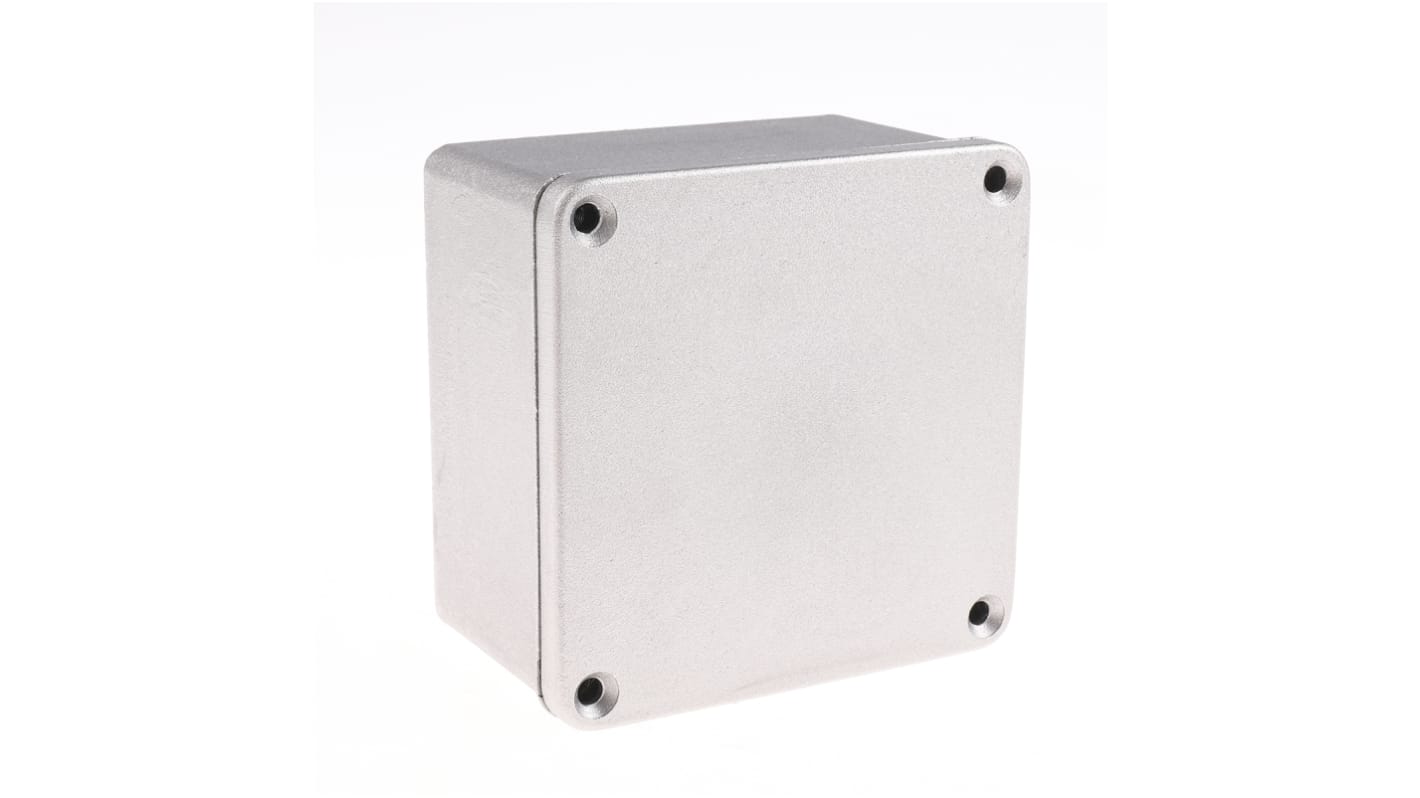 RS PRO Grey Die Cast Aluminium Enclosure, IP65, Grey Lid, 102 x 102 x 61mm