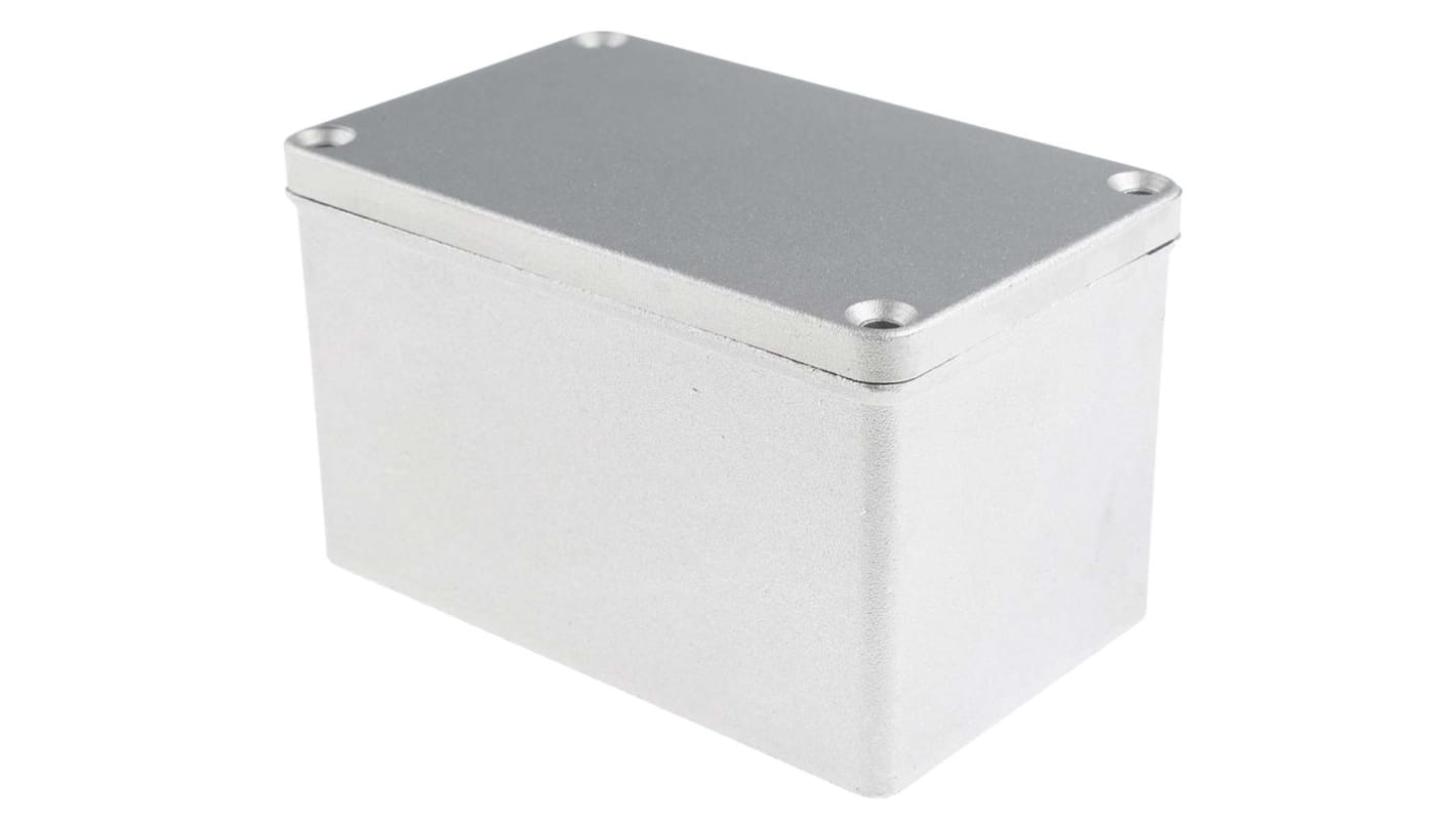 RS PRO Grey Die Cast Aluminium Enclosure, IP65, Grey Lid, 122 x 75 x 75mm