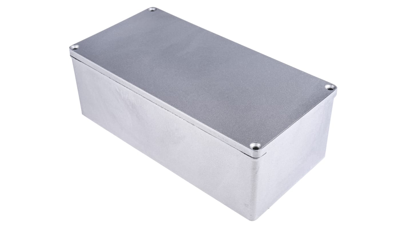RS PRO Grey Die Cast Aluminium Enclosure, IP65, Grey Lid, 262 x 127 x 91mm