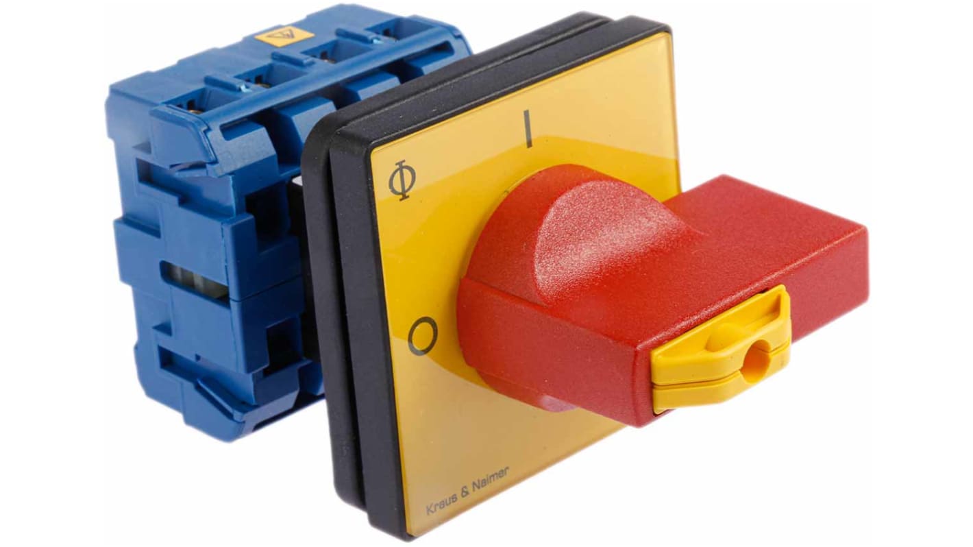 Kraus & Naimer 4P Pole Panel Mount Isolator Switch - 32A Maximum Current, 11kW Power Rating, IP65