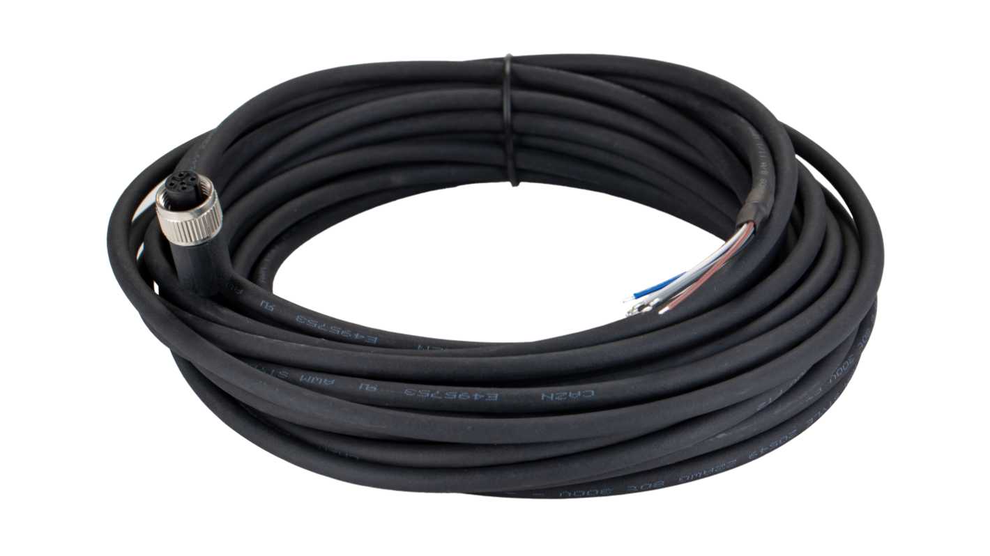 RS PRO Right Angle Female 5 way M12 to Cable, 10m