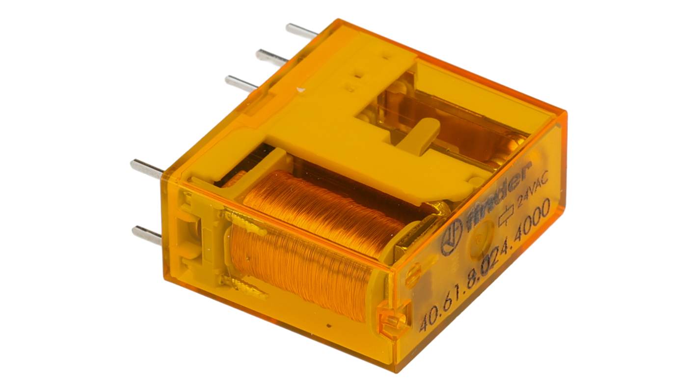Finder PCB Mount Power Relay, 24V ac Coil, 16A Switching Current, SPDT