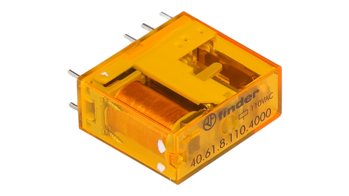 Finder PCB Mount Power Relay, 110V ac Coil, 16A Switching Current, SPDT