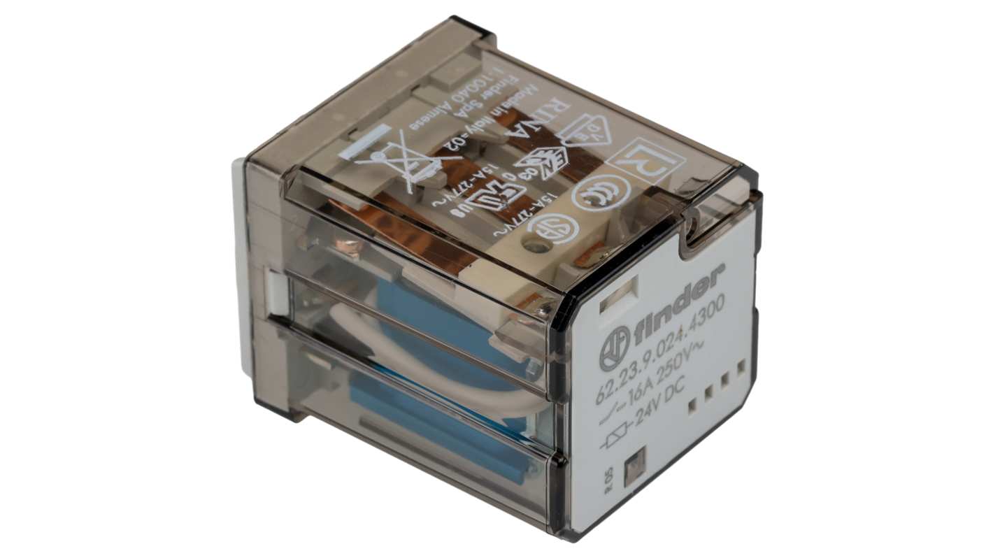 Finder PCB Mount Power Relay, 24V dc Coil, 16A Switching Current, 3PST-NO