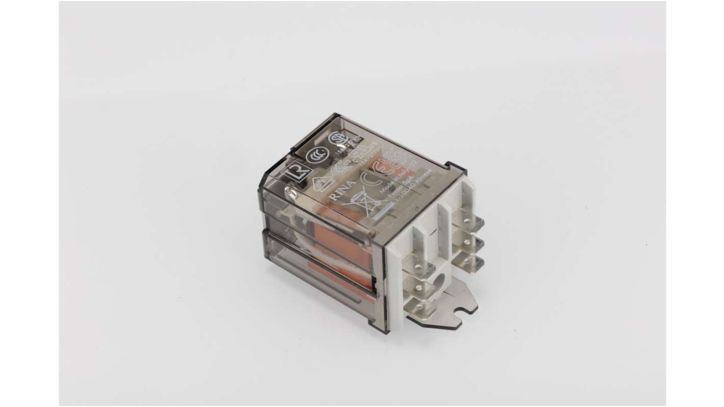 Finder Flange Mount Power Relay, 230V dc Coil, 16A Switching Current, DPDT