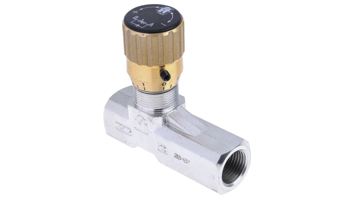 RS PRO Inline Mounting Hydraulic Flow Control Valve, G 1/2, 210bar, 50L/min