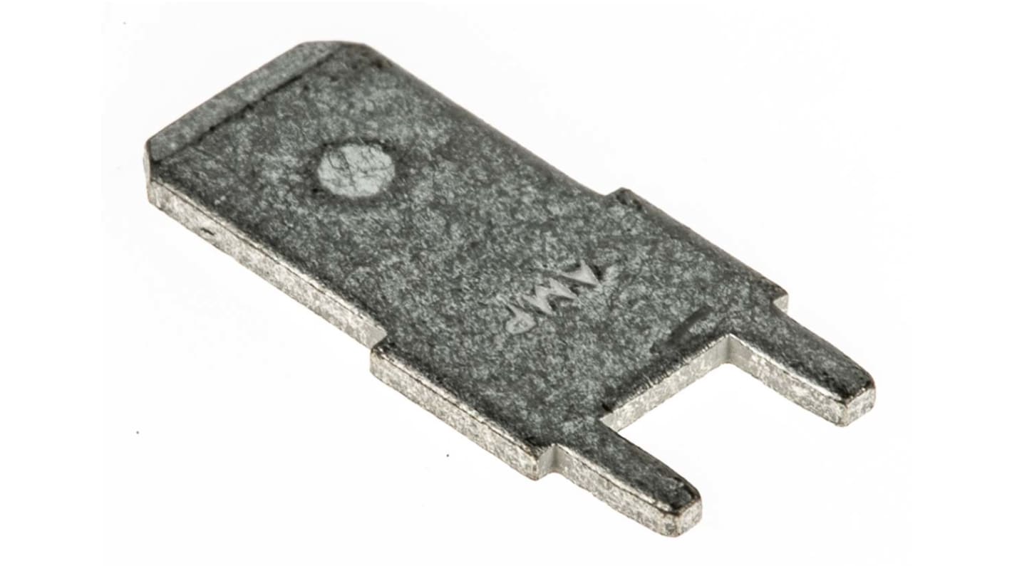 TE Connectivity FASTON .250 Grey Uninsulated Male Spade Connector, PCB Tab, 6.35 x 0.83mm Tab Size