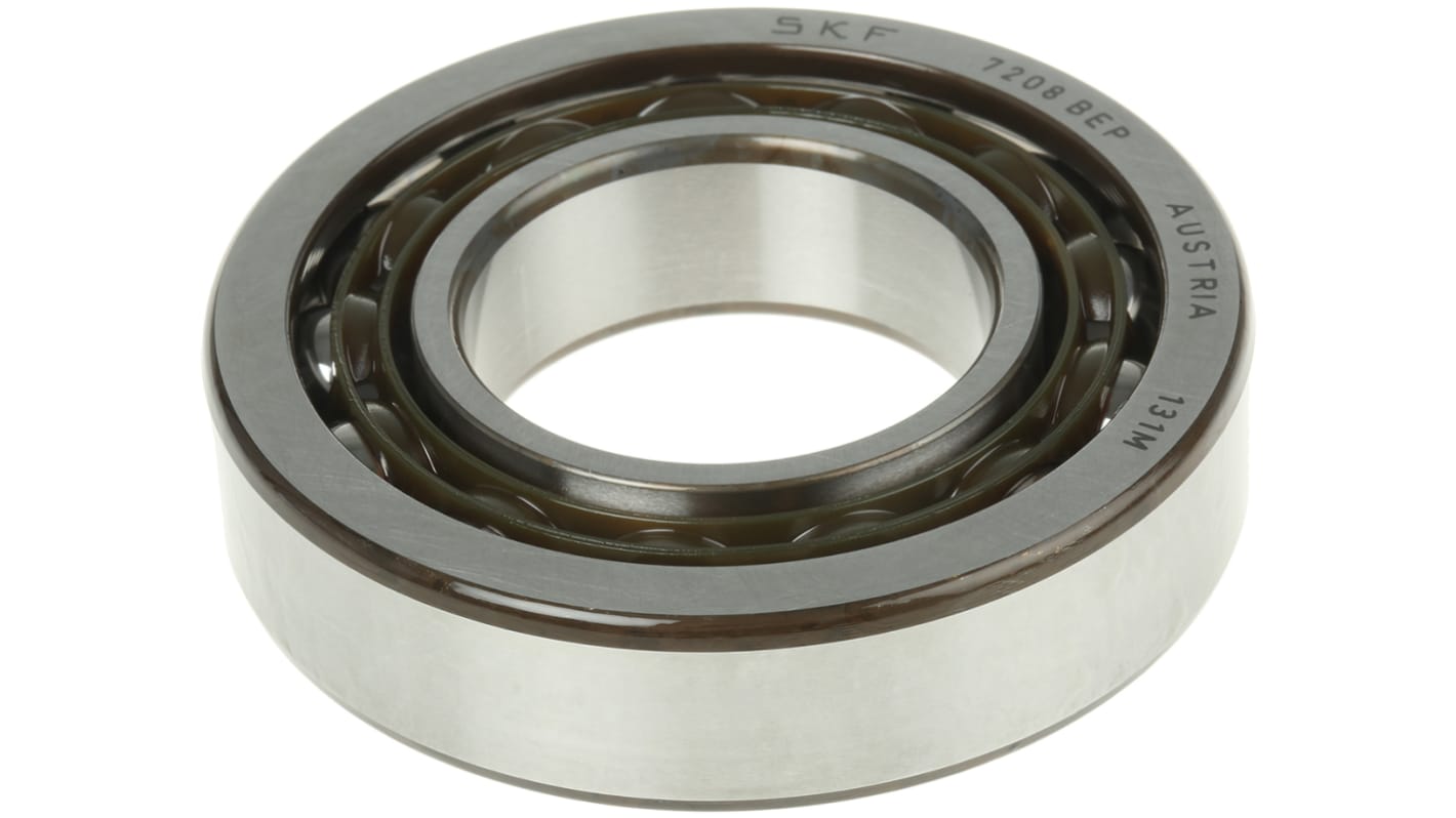 SKF 7208 BEP Single Row Angular Contact Ball Bearing- Open Type 40mm I.D, 80mm O.D