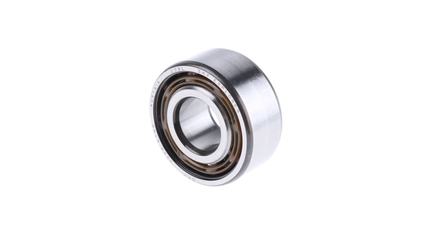 SKF Dobbeltradet vinkelkontaktkugleleje Kugleleje, 20mm I.D., 47mm U.D., Løbering bredde: 20.6mm