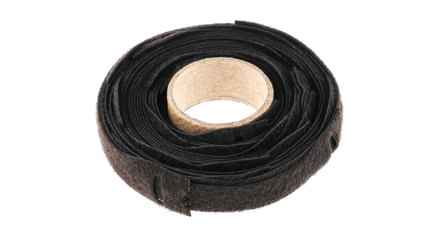 RS PRO Cable Tie, Bande velcro, 203.5mm x 12 mm, Black Fabric, Pk-25