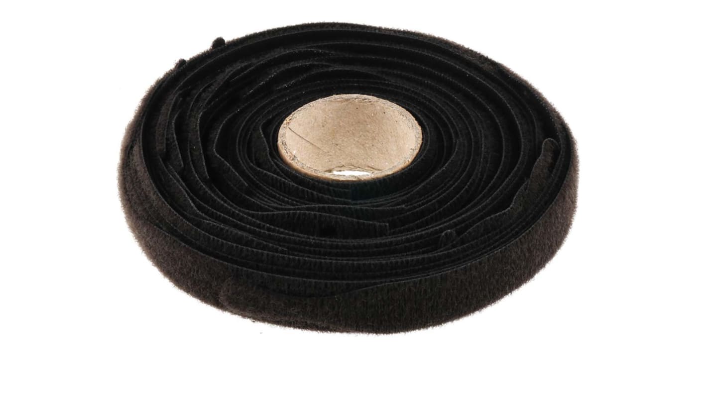 RS PRO Cable Tie, Hook and Loop, 305mm x 12 mm, Black Fabric