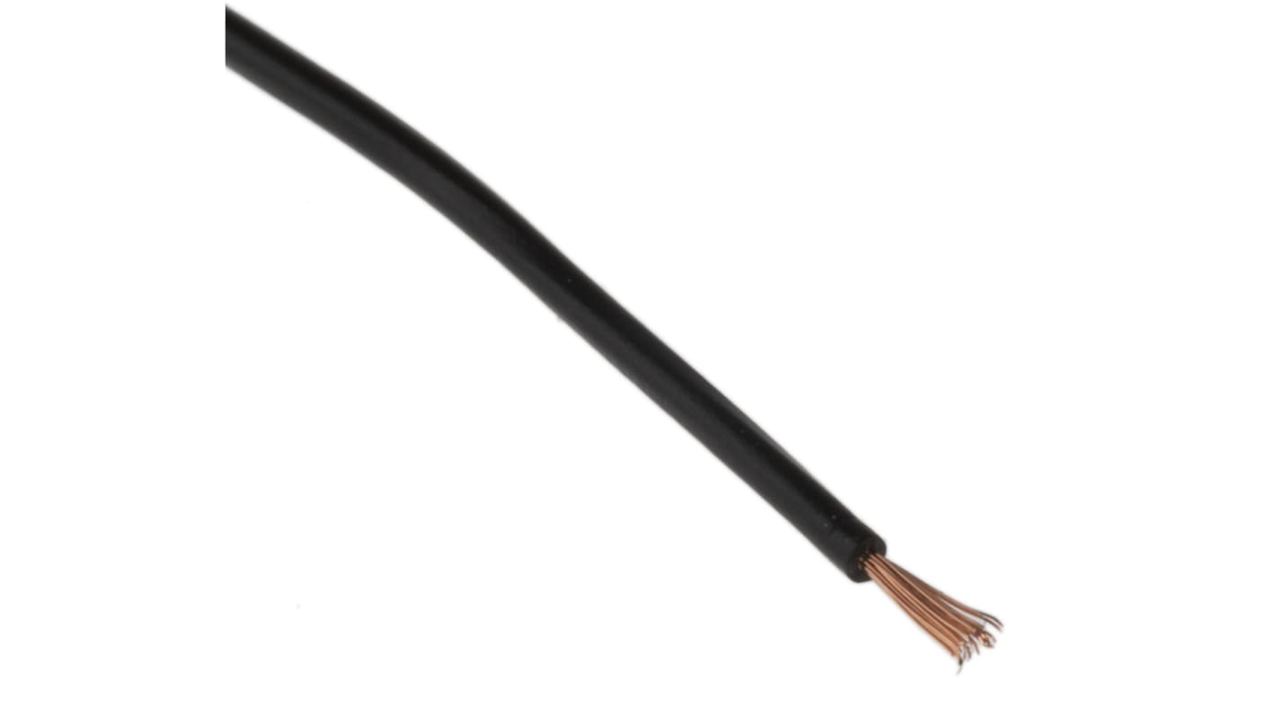 RS PRO Black 0.1 mm² Hook Up Wire, 27 AWG, 26/0.07 mm, 100m, PVC Insulation