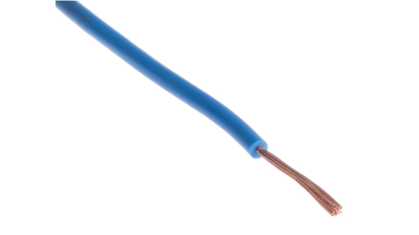Staubli 蓝色设备电线, 0.1 mm², 100m长, 27 AWG, 150 V, 最高+70°C, PVC绝缘