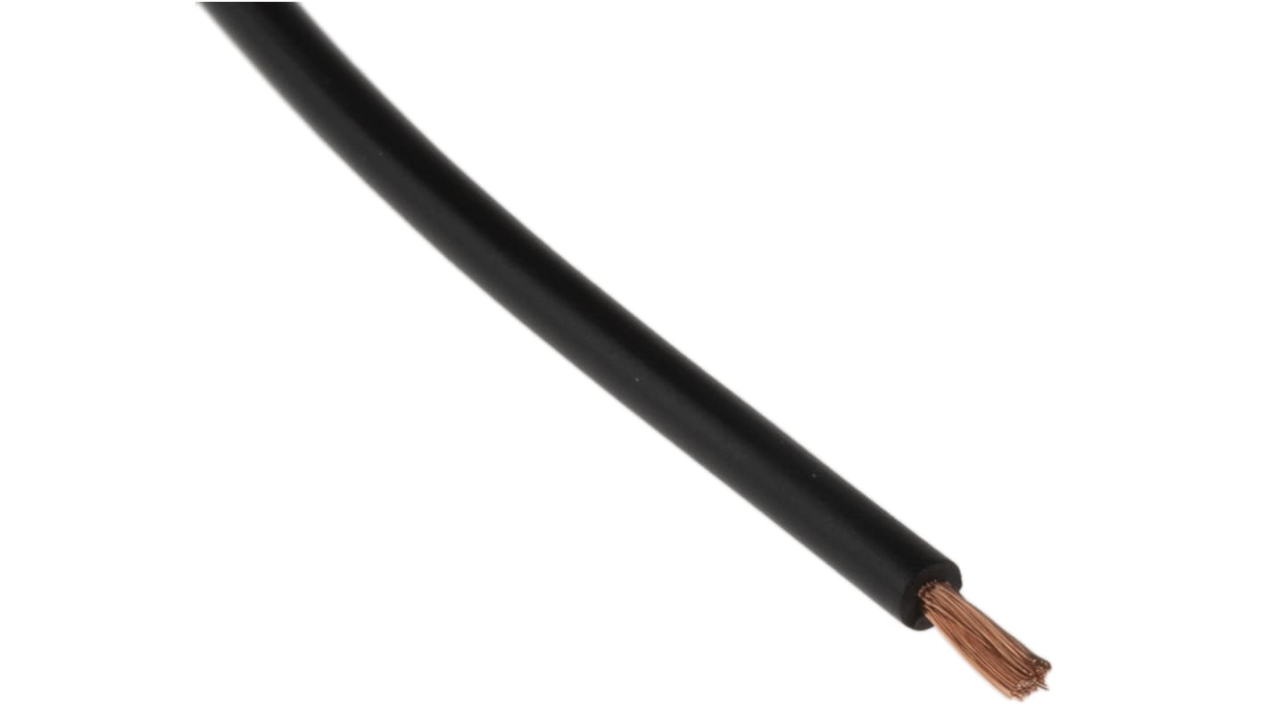 Staubli 黑色电线, 0.5 mm², 100m长, 20 AWG, 500 V, 最高+70°C, PVC绝缘