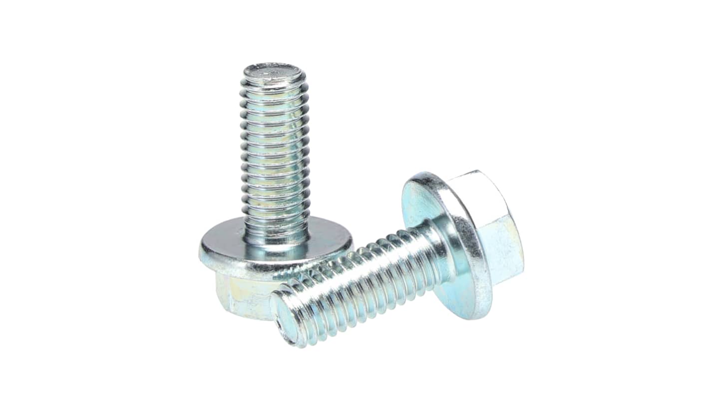 Śruba kołnierzowa zwykła gwint M8 20.0mm Stalowe Powlekane jasnym cynkiem RS PRO