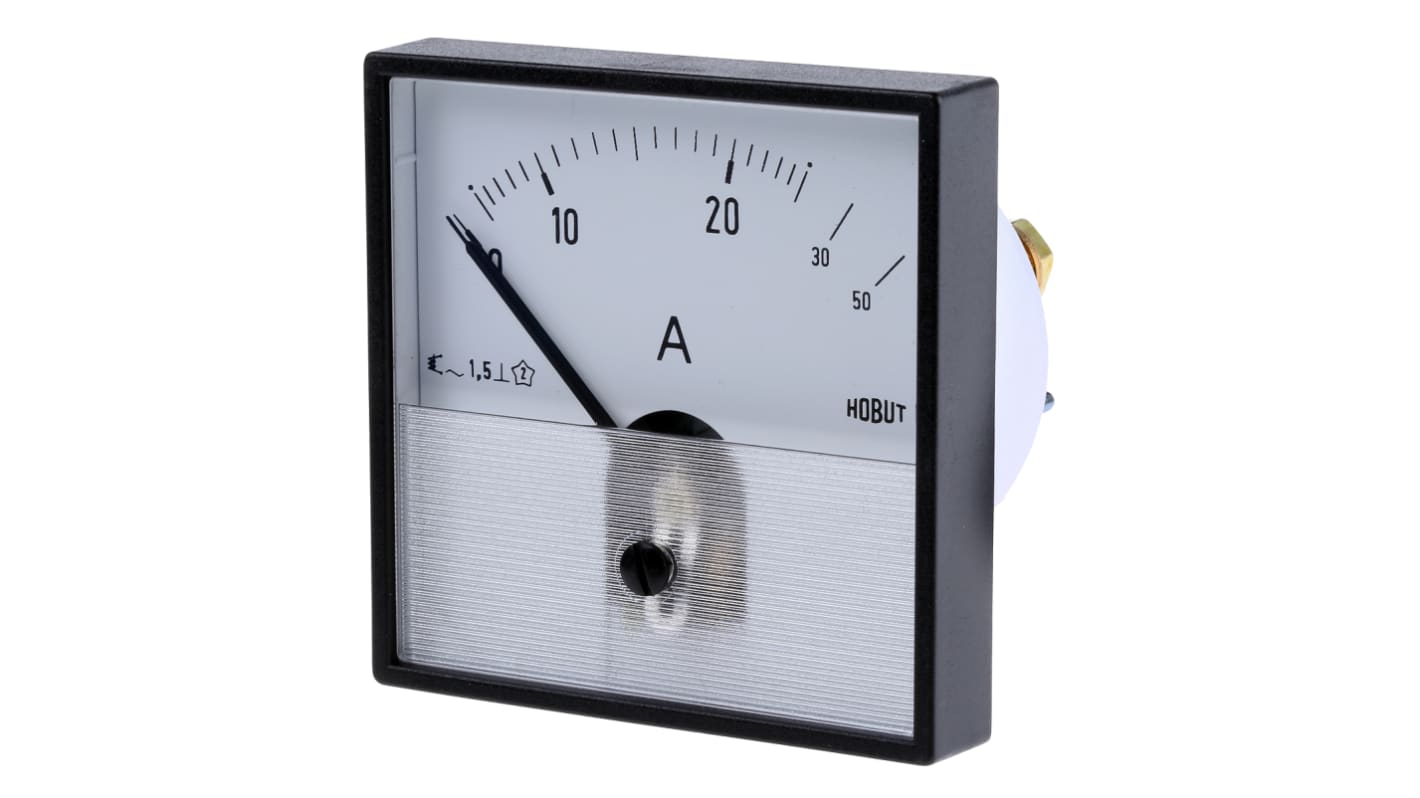 HOBUT Analogue Panel Ammeter 0/25/50A Direct Connected AC, 72mm x 72mm Moving Iron