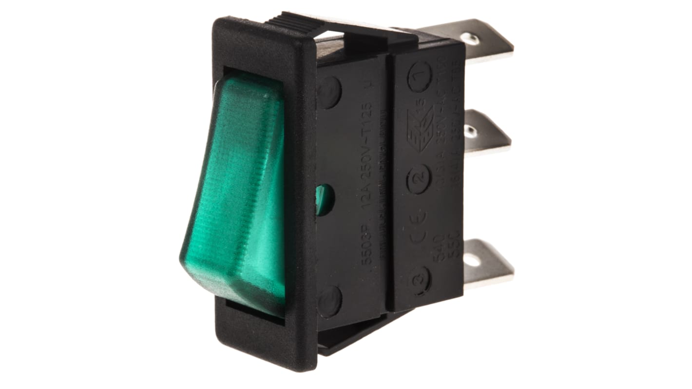 Arcolectric (Bulgin) Ltd Illuminated SPST, On-Off Rocker Switch Panel Mount