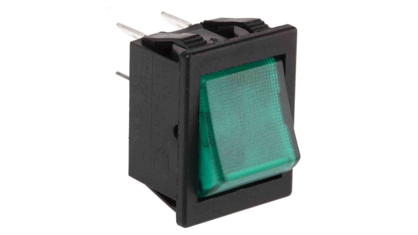 Arcolectric (Bulgin) Ltd Illuminated DPST, On-Off Rocker Switch Panel Mount