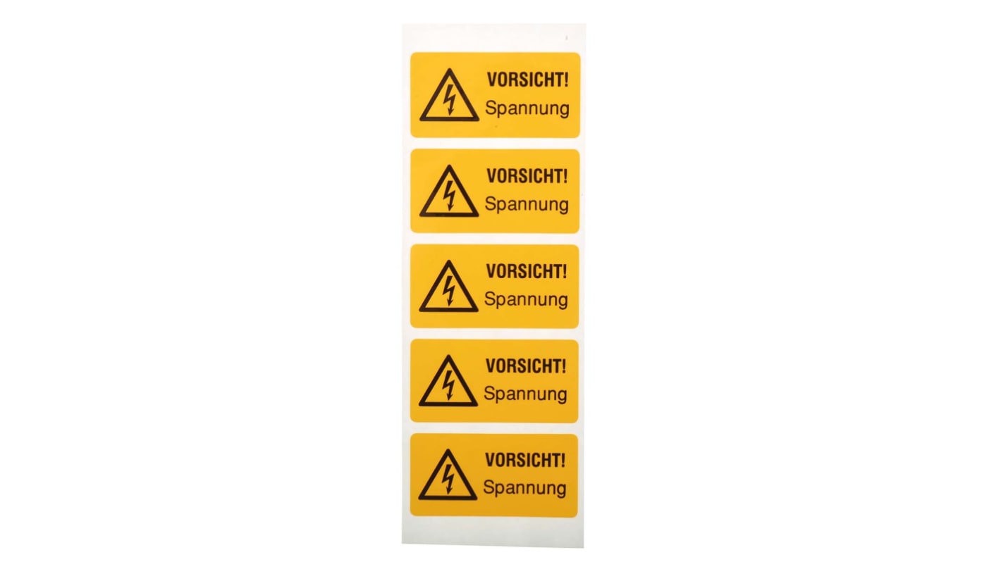Etichetta di sicurezza Pericolo elettricità "VORSICHT! Spannung", Adesiva, conf. da 5 pz.