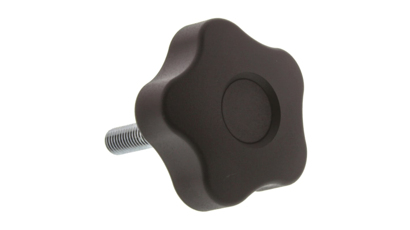 Elesa 69963 Black Multiple Lobes Clamping Knob, M8, Threaded Stud