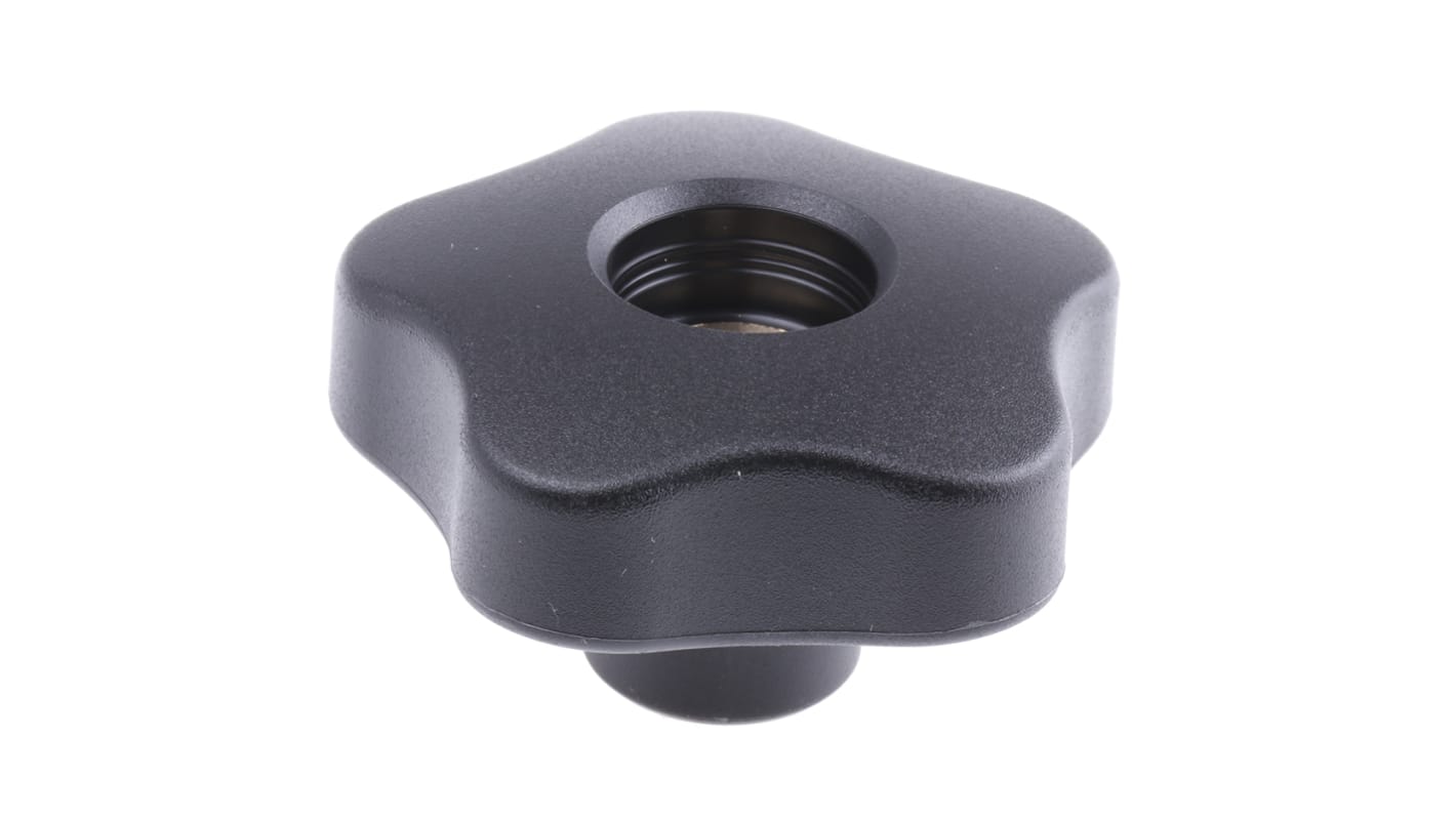 Elesa 70017 Black Multiple Lobes Clamping Knob, M10, Threaded Through Hole