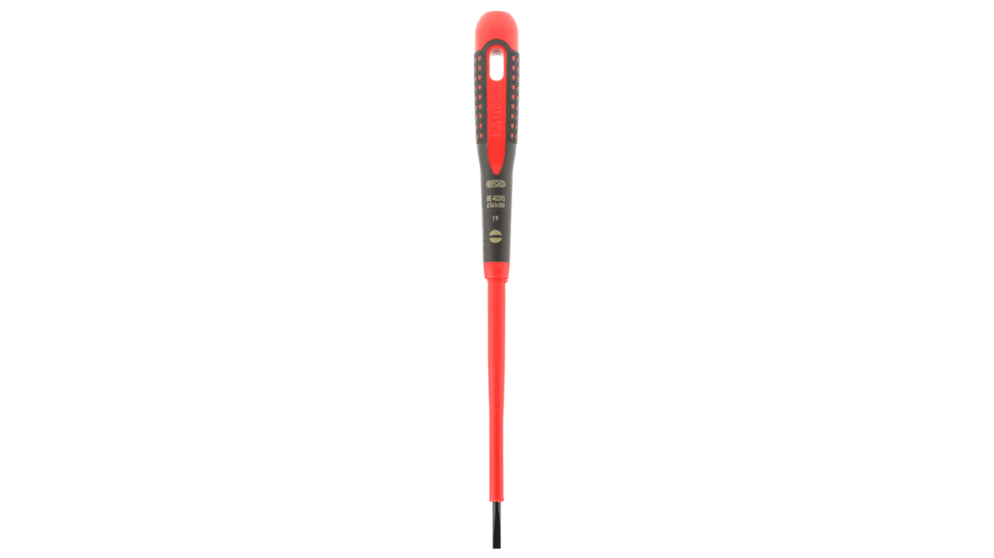 Bahco Slotted  Screwdriver, 3 x 0.5 mm Tip, 100 mm Blade, VDE/1000V, 222 mm Overall