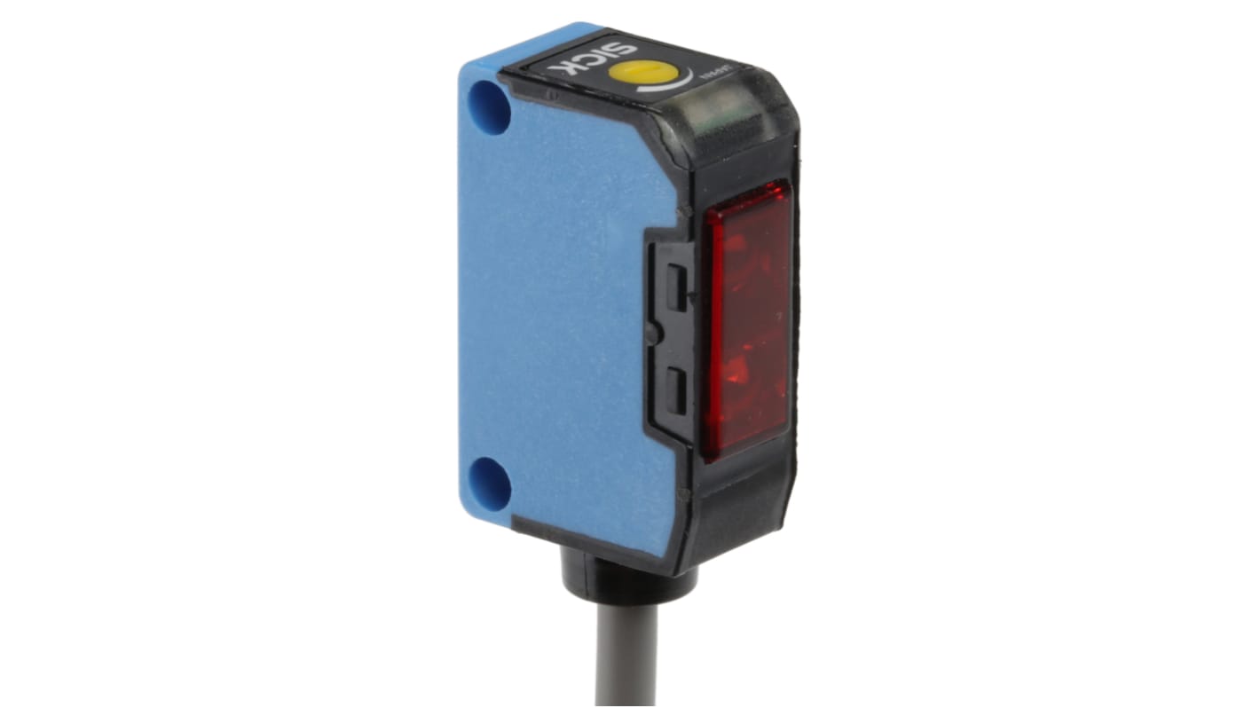 Rs-Online Sensore fotoelettrico Rettangolare SICK a diffusione rilevamento 2 mm → 100 mm uscita PNP