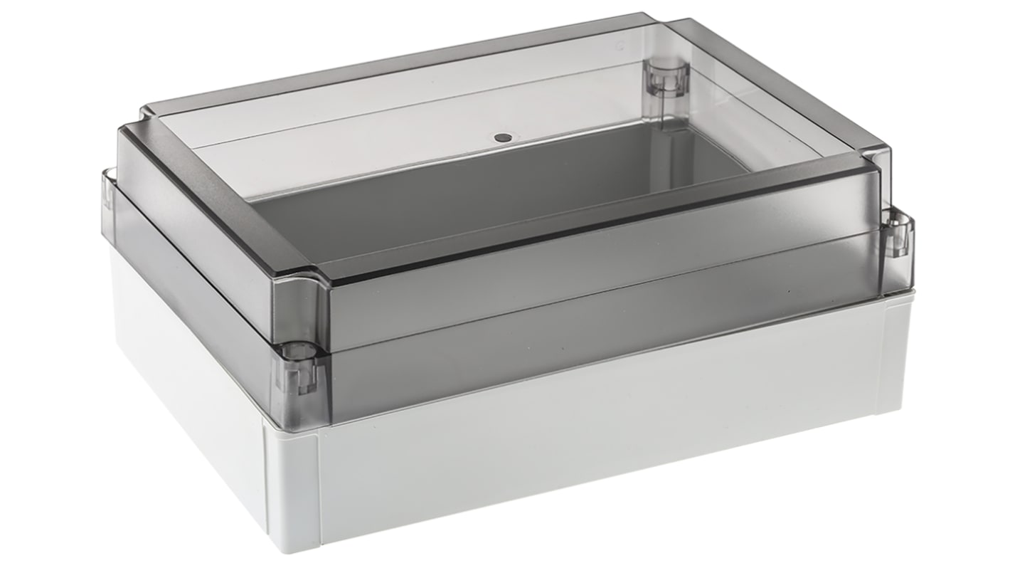 Fibox MNX Series Grey Polycarbonate Enclosure, IP66, IP67, Smoked Transparent Lid, 255 x 180 x 100mm