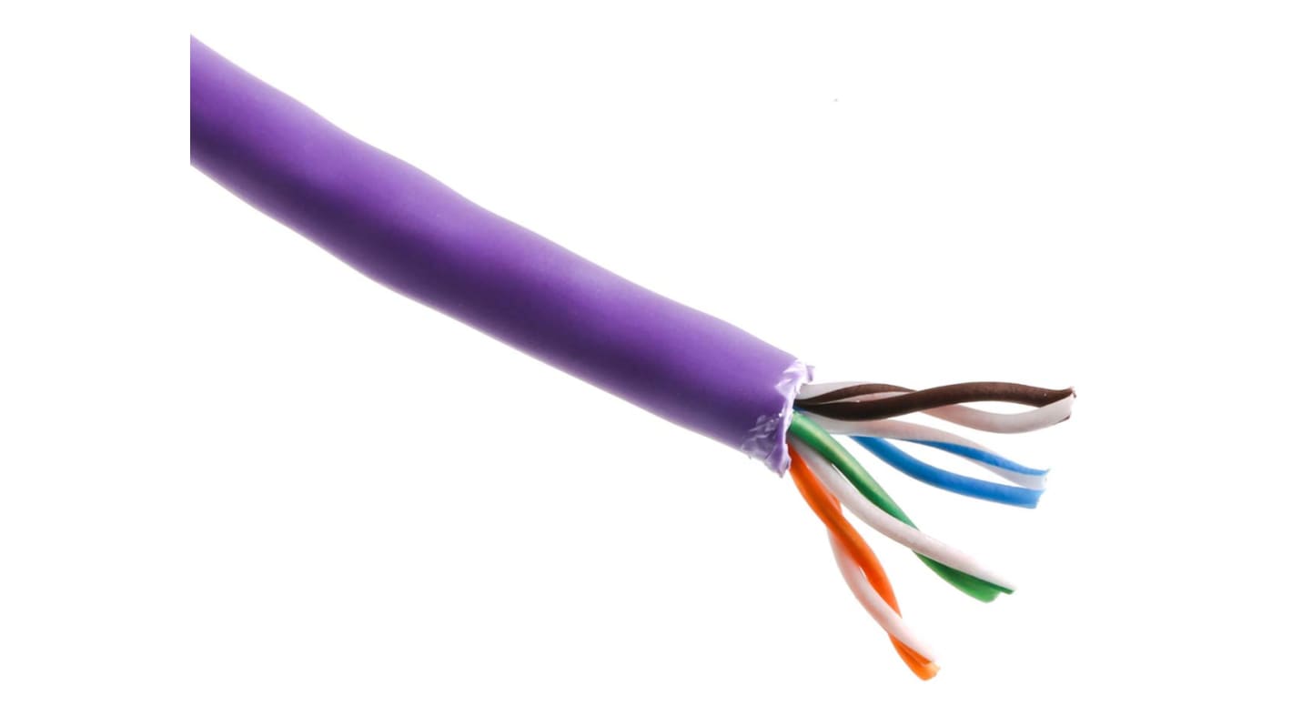 Cable Ethernet Cat5e U/UTP Brand-Rex de color Morado, long. 305m, Libre de halógenos y bajo nivel de humo (LSZH)