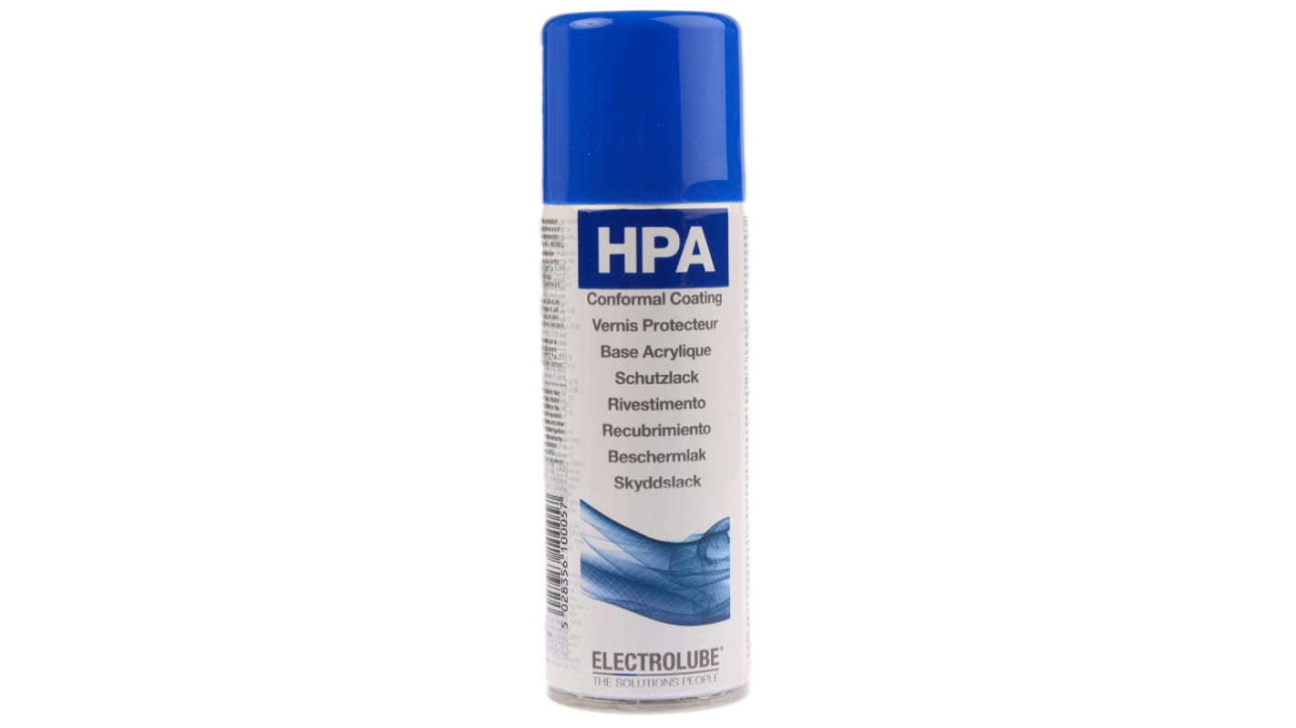 Electrolube Transparent Acrylic Resin Conformal Coating, 200 ml Aerosol, -55°C min, +130°C max