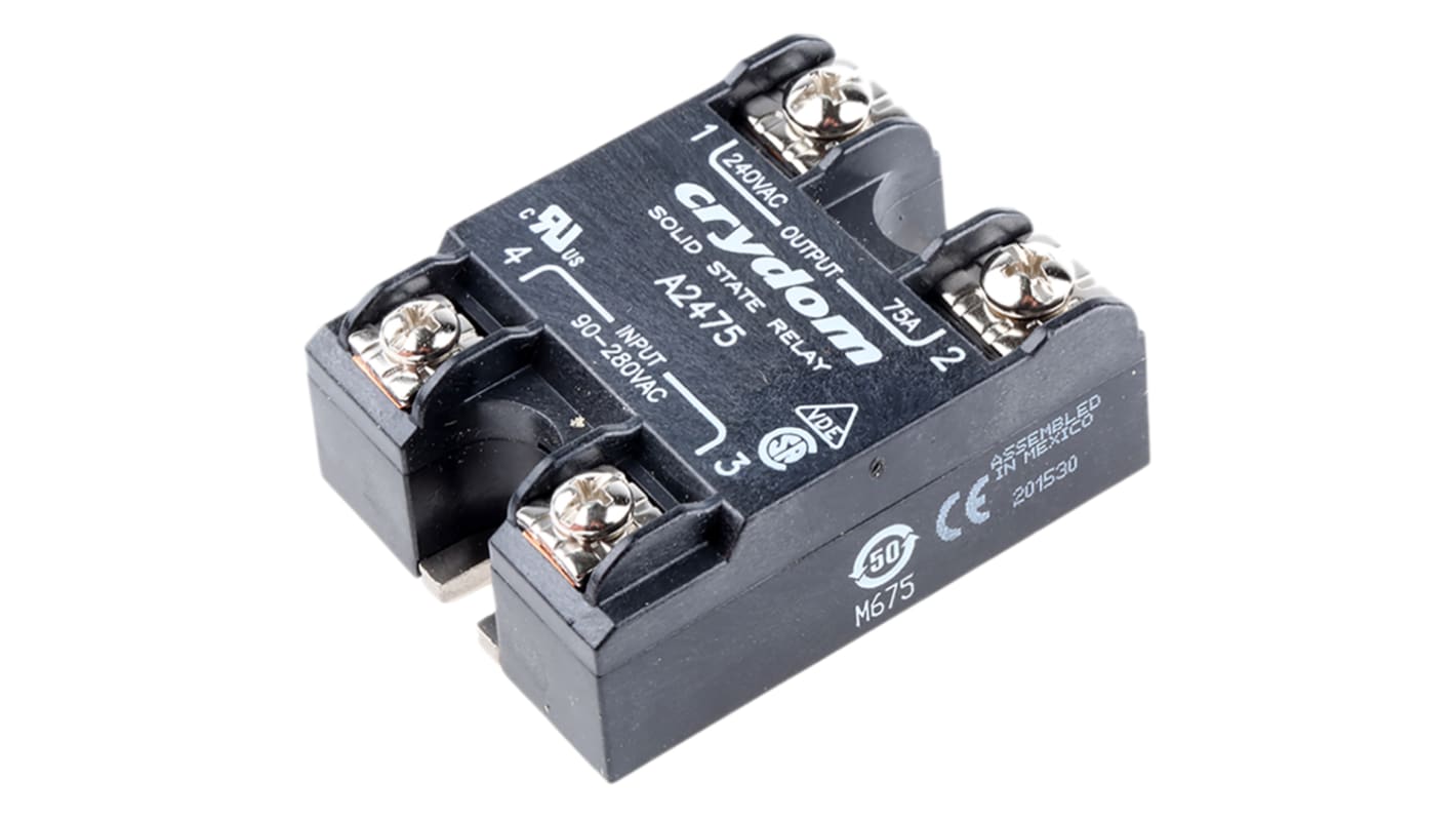 Sensata Crydom Solid State Relay, 75 A rms Load, Surface Mount, 280 V rms Load, 280 V rms Control