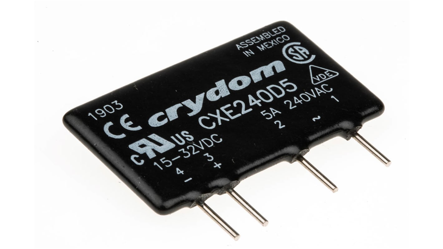 Sensata Crydom Solid State Relay, 5 A Load, PCB Mount, 280 V ac Load, 32 V Control