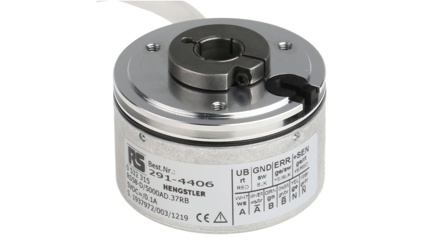 Hengstler RI58-D Series Incremental Incremental Encoder, 5000 ppr, RS422 Signal, Hollow Type, 12mm Shaft