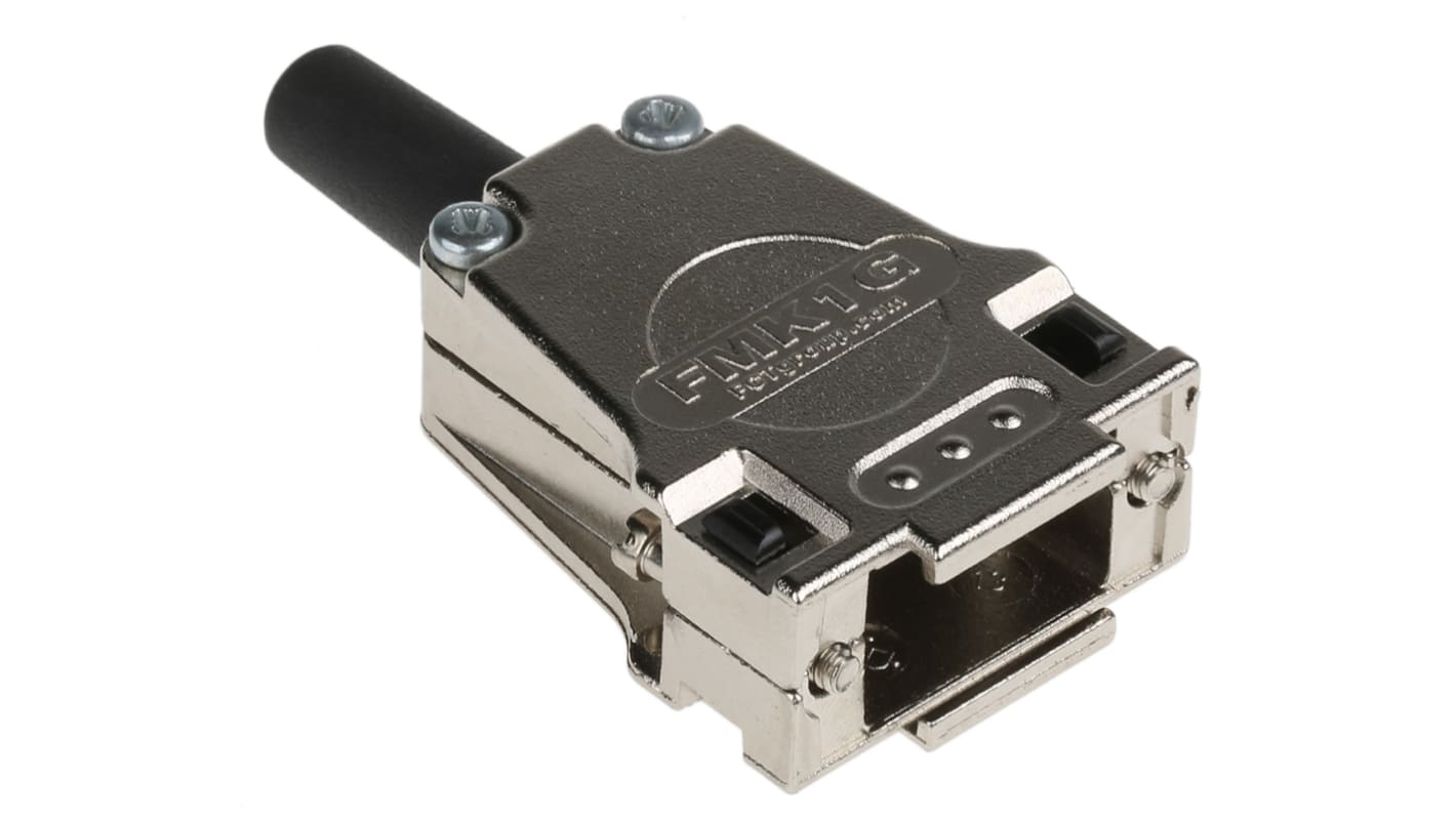 FCT from Molex FMK Series Die Cast Zinc D Sub Backshell, 9 Way, Strain Relief